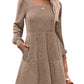 🍂2025 Autumn New Style 50% OFF⏰Women's Square Neck Lantern Sleeve Ribbed Dress