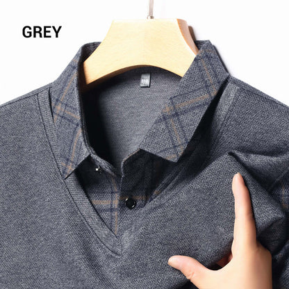💖Limited Sale 48% OFF💖Men's Faux Two-Piece Long Sleeve Top