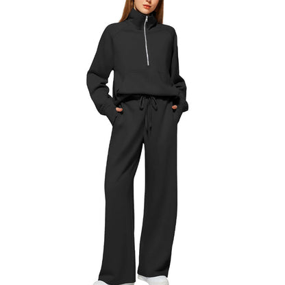 🍁Autumn Specials 49%OFF🔥 Women’s High-Neck Zip-Up Pullover and Wide-Leg Pants Set