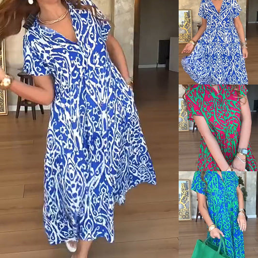 Women's Casual Print A-Line Long Dress