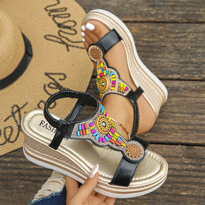 Resort-style Open-Toe Wedge Sandals (50% OFF)