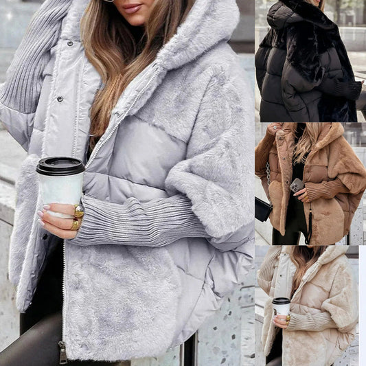 💥New arrivals now available with 50% off-Women’s Oversized Hooded Patchwork Puffer Coat