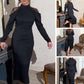 🔥Limited stock available 50% OFF🔥Women's Elegant Mock Neck Lace Back Midi Dress
